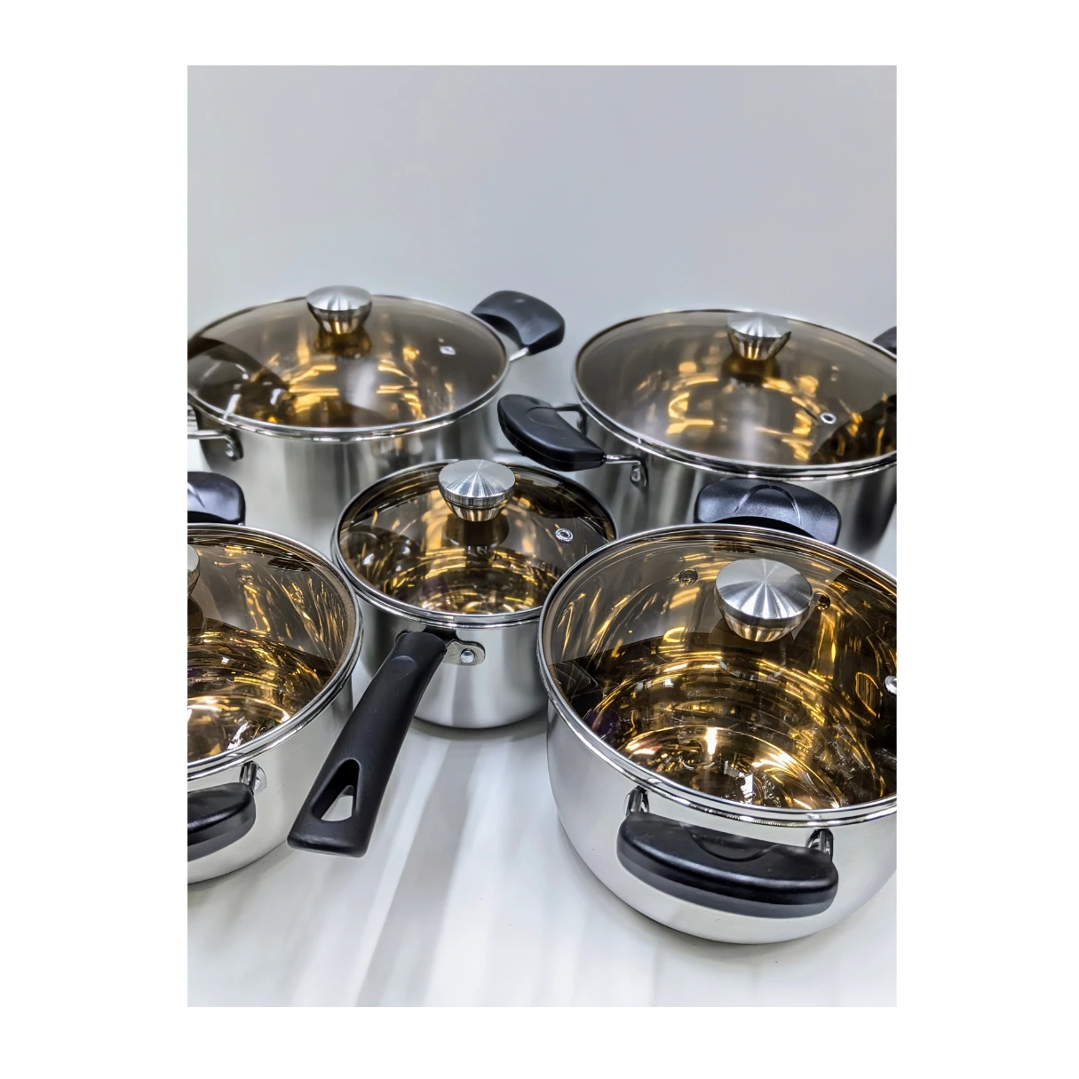 10 Pcs Jamespot High Glass Cookware Set Pots with Glass lids