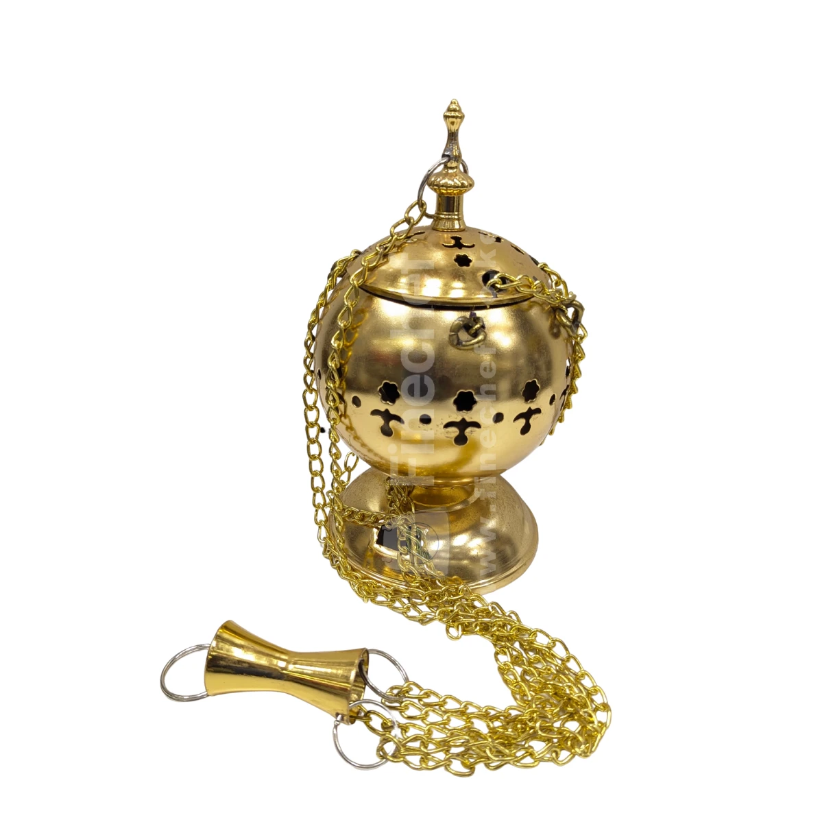 Incense Burner, Pure Brass Thurible with Chain, and Ventilated Lid